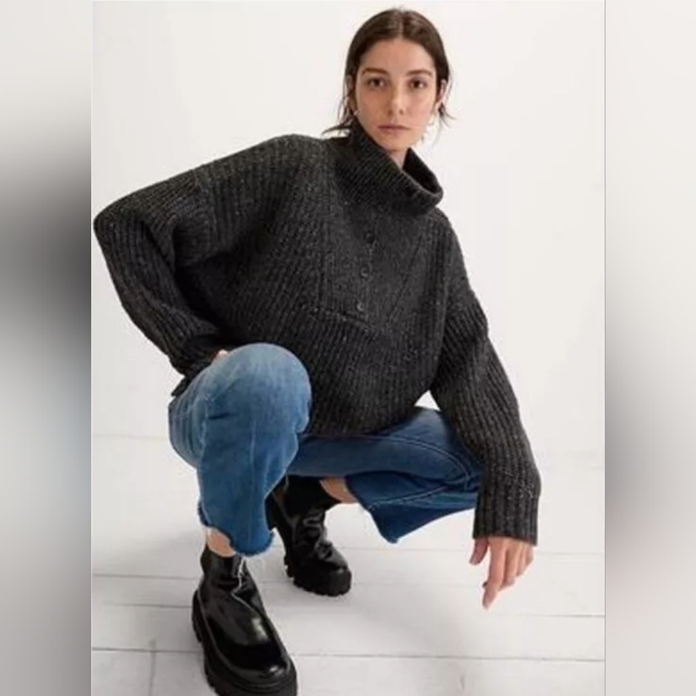 Hatch the Jo sweater, size 2 medium, chunky granola knit henley